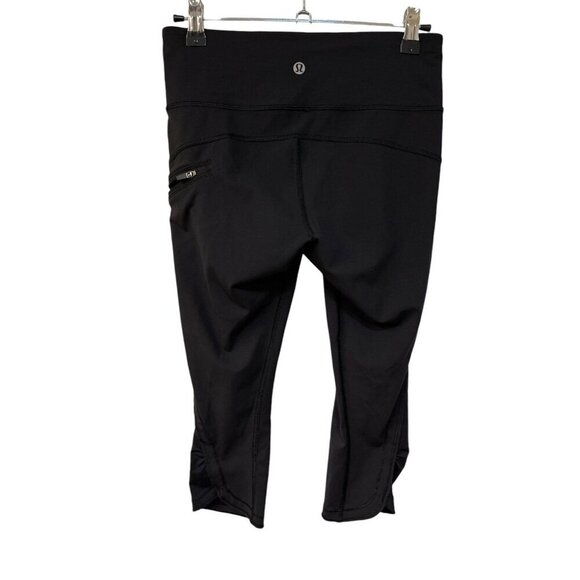 LULULEMON ATHLETICA BLACK SIDE ZIPPER POCKET CROP LEGGINGS SIZE 4 CAPRI - Picture 4 of 6